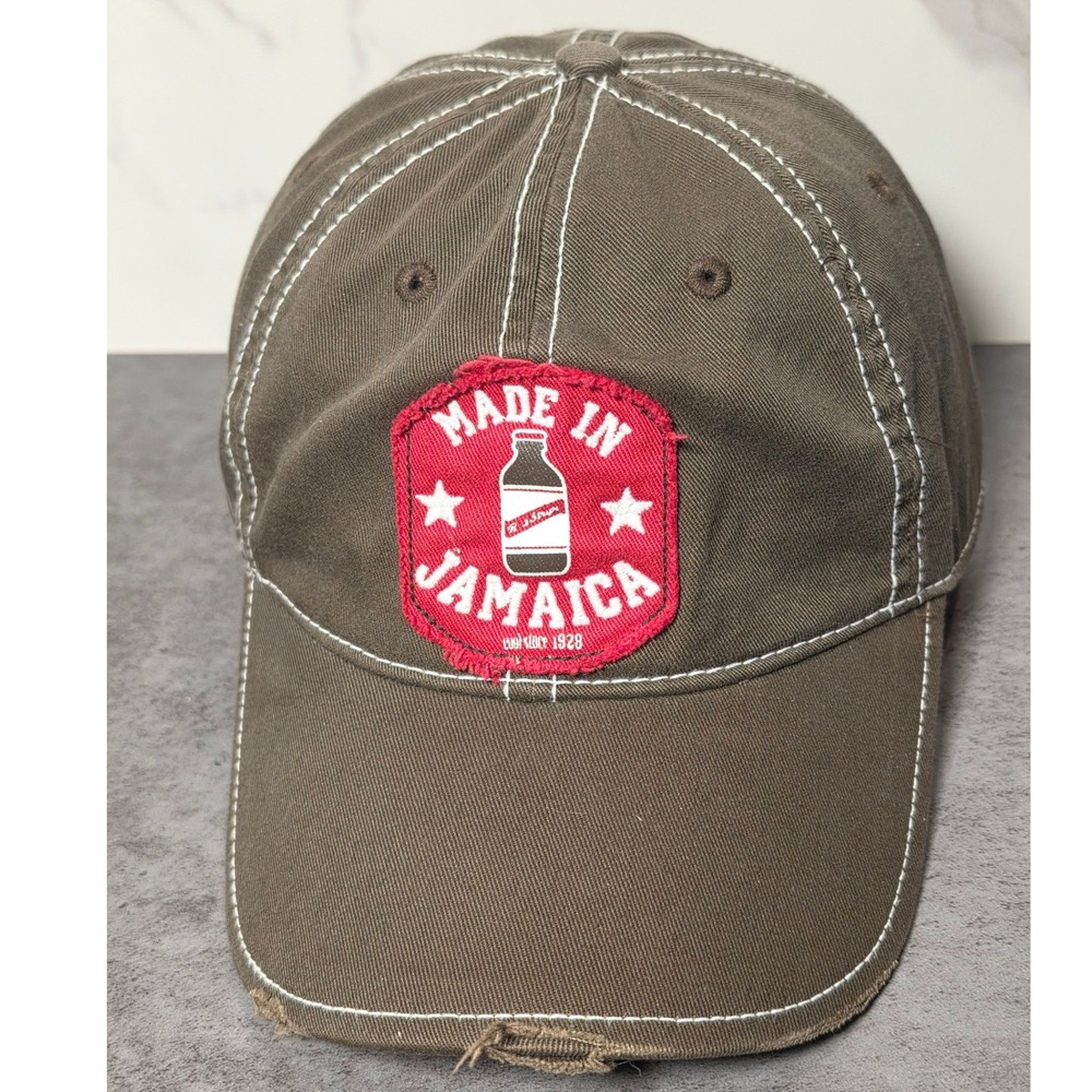 Made In Jamaica Red Stripe Beer Patch Distressed Baseball‎ Cap Hat